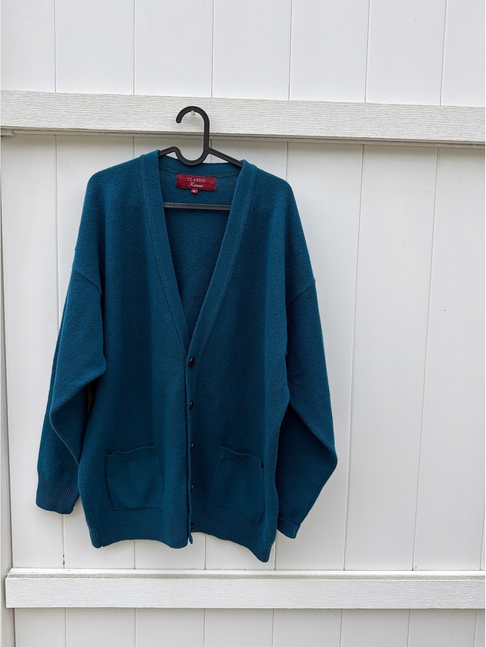 Classic Knitwear Women's XL Teal Lambswool Button Cardigan Sweater